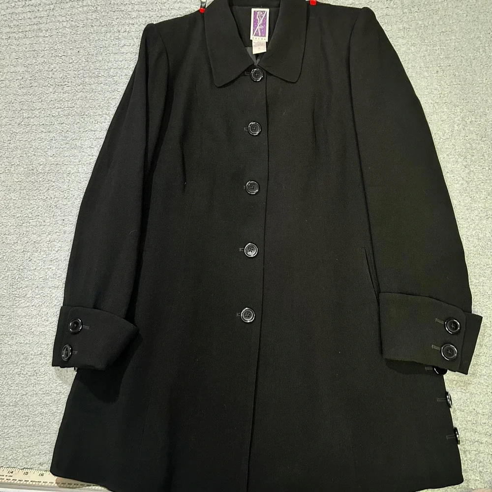 Zelda‎ Coat Vintage 90s Longline 12 Black Minimalist Dark Academia Evening